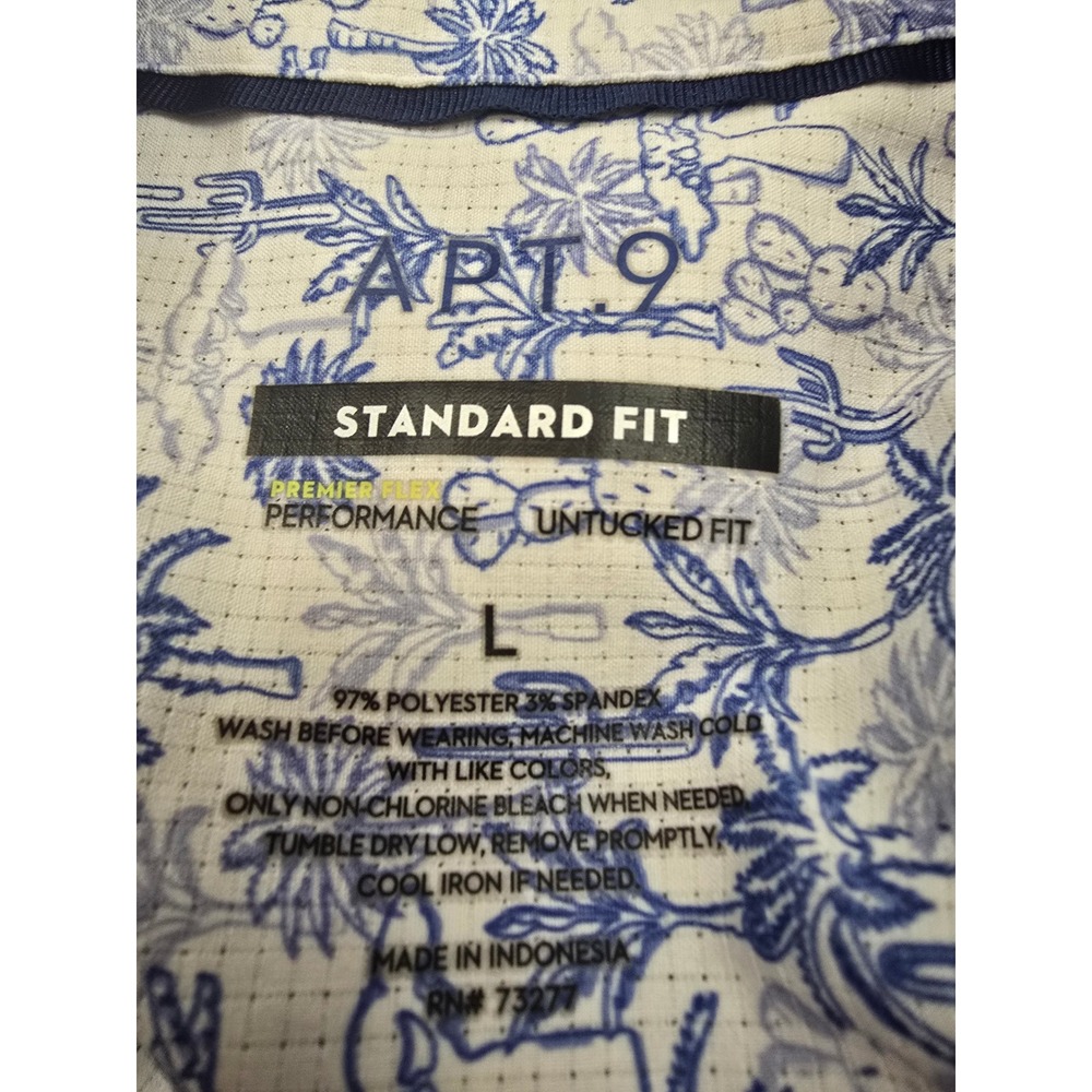 APT 9 Blue Floral Button Up | Coastal Grandpa Tropical Summer Shirt Men's L - Picture 2 of 6